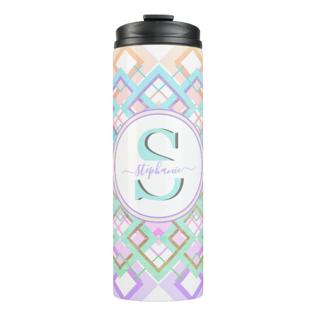 Termo Regalo de Tumbler, Personalizado Pastel monogramad (Anverso)