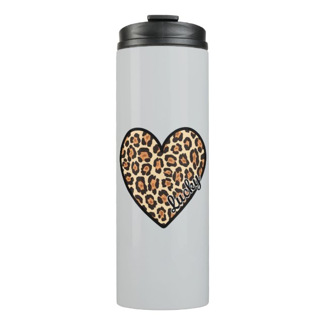 Termo Regalo del Día de San Valentín corazón de leopardo (Anverso)