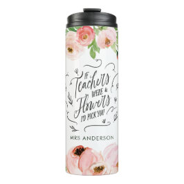 Termo Regalo del profesor de agradecimiento floral rosa
