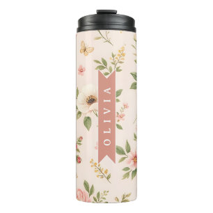 Termo Regalo Personalizado con Nombre Floral Vintage Rom