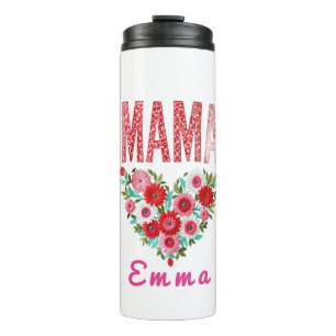 Termo Regalo Personalizado Floral Corazón de Mamá