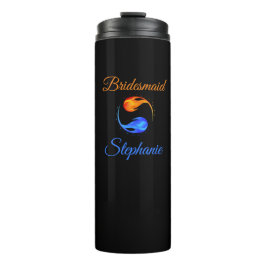 Termo Regalos de dama de honor- Doble llama-negro-