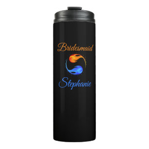 Termo Regalos de dama de honor- Doble llama-negro-