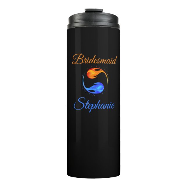 Termo Regalos de dama de honor- Doble llama-negro- (Anverso)