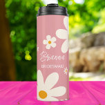 Termo Regalos de dama de honor personalizado rosa del de<br><div class="desc">Floral margarita desierto retro ducha de novia rosa boho flores vintage,  escritura simple moderna regalos de dama de honor práctica fiesta de novias favores nombre personalizado tumbler térmico.</div>
