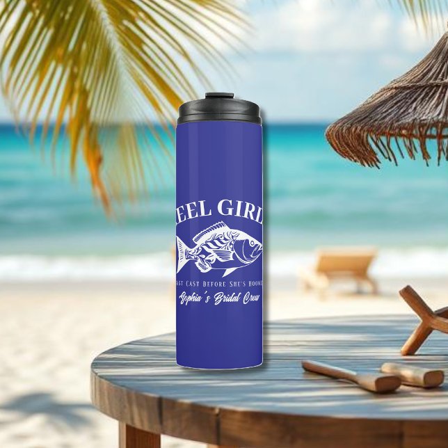 Termo Regalos de Despedida de Soltera - Chicas Geniales  (Bachelorette Party Gifts Reel Girls Hawaiian Fisherman Trend Fish Tall Tumbler blue)
