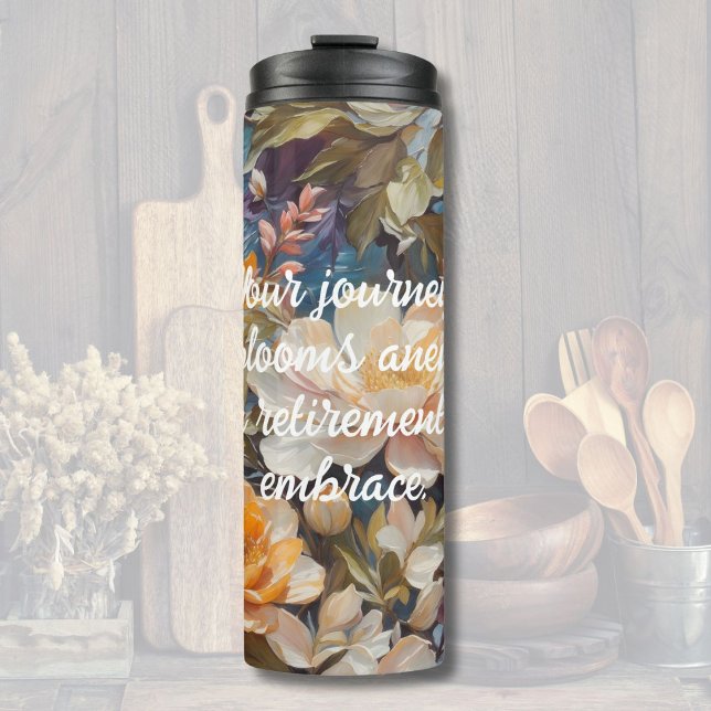 Termo Regalos de jubilación de Personalizados de flores  (Vintage Wildflower Custom Retirement Gifts for Her)