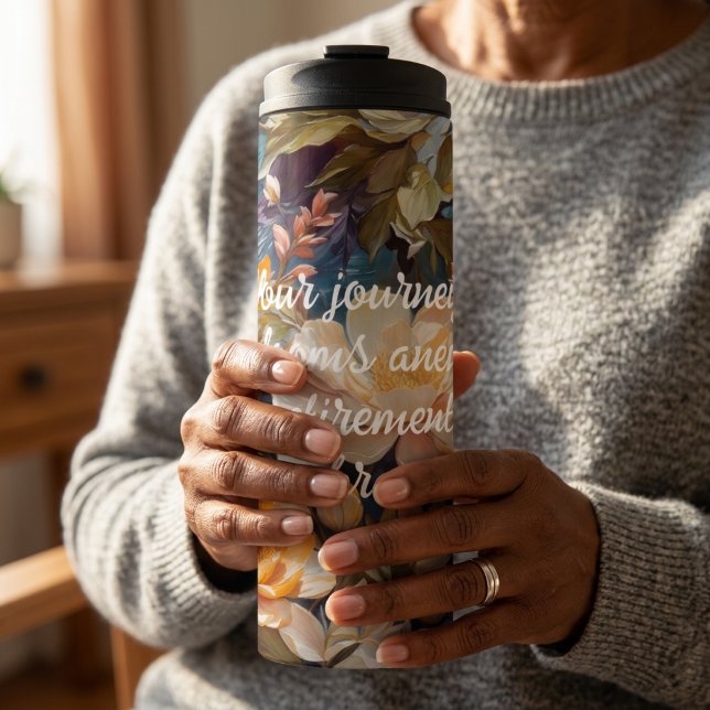 Termo Regalos de jubilación personalizados de flores sil (Vintage Wildflower Custom Retirement Gifts for Her Thermal Tumbler)