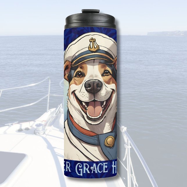 Termo Regalos de perros náuticos para los propietarios d (Nautical Dog Gifts for Boat Owners Sailors Boater)