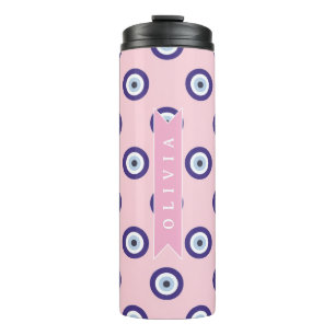 Termo Regalos Personalizados con Patrón de Ojo Malo Rosa