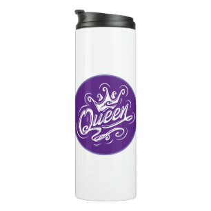 Termo Reina con corona, diseño de tipografía