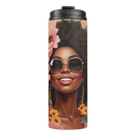 Termo Reina negra floral afro melanina mujer amor floral