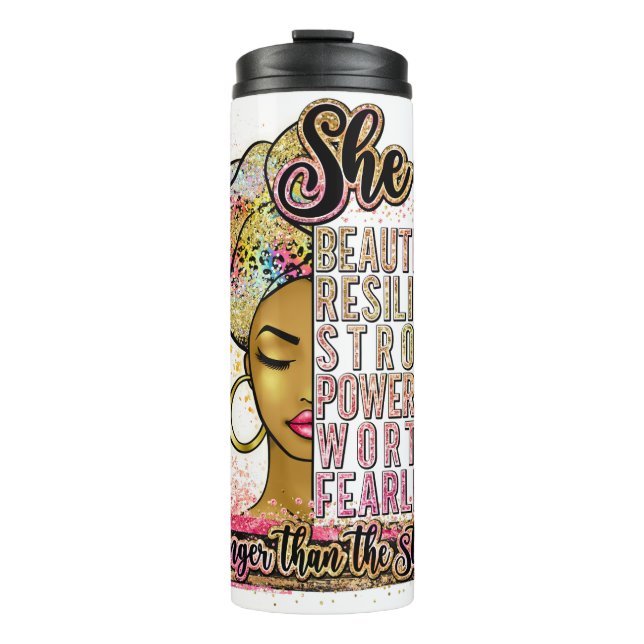 Termo Reina negra Melanin Mujer de piel marrón Sista Mag (Anverso)