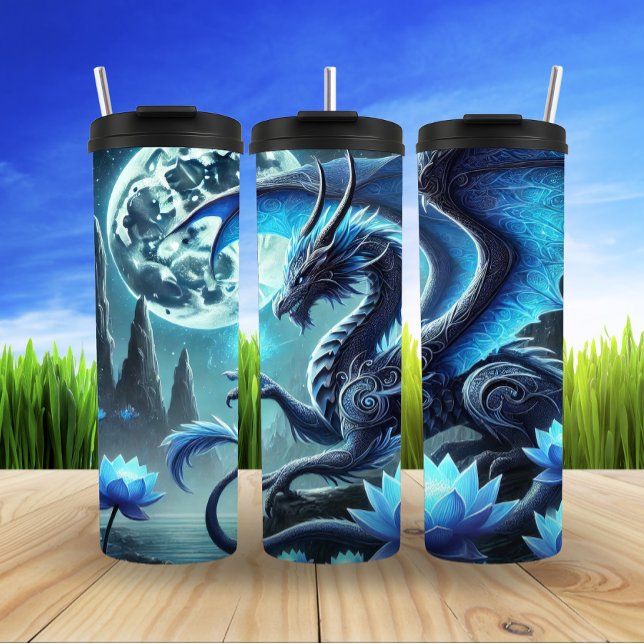Termo Reino del Dragón Azul iluminado por la luna (Subido por el creador)