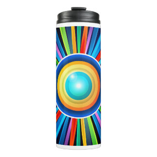 Termo Reloj de pared moderno con sol de arco iris radial