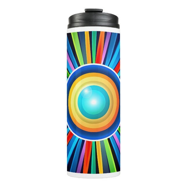 Termo Reloj de pared moderno con sol de arco iris radial (Anverso)