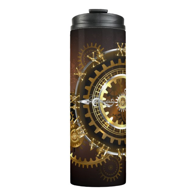 Termo Reloj de vapor con engranajes antiguos (Anverso)