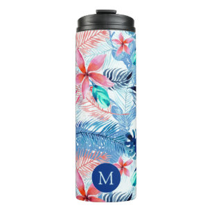 Termo Resumen Bonito Arte floral y venado monogramado