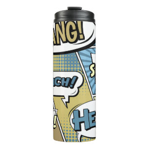 Termo Resumen concepto creativo comic pop art style blan