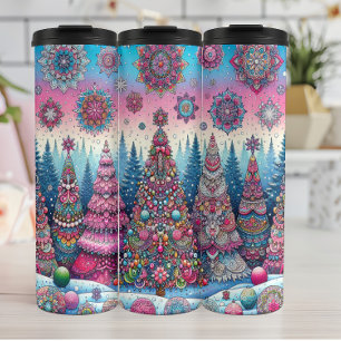 Termo Resumen de árbol de Navidad en nieve