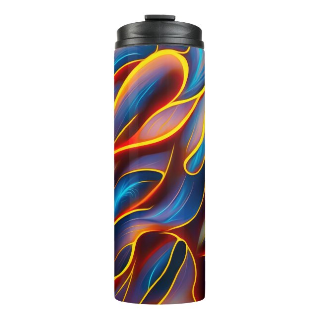 Termo Resumen de flamencos rojos Swirl Blue (Anverso)