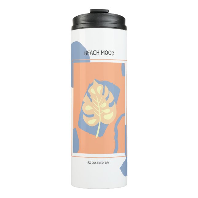 Termo Resumen de la forma de la playa Hoja tropical (Anverso)