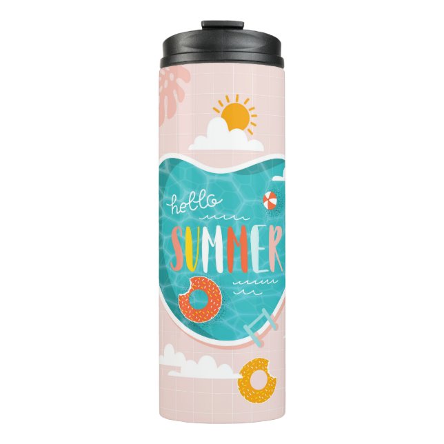 Termo Resumen de la piscina de playa ilustracion de vera (Anverso)