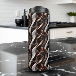 Termo Resumen de negro, blanco y cobre Ilusión 3D