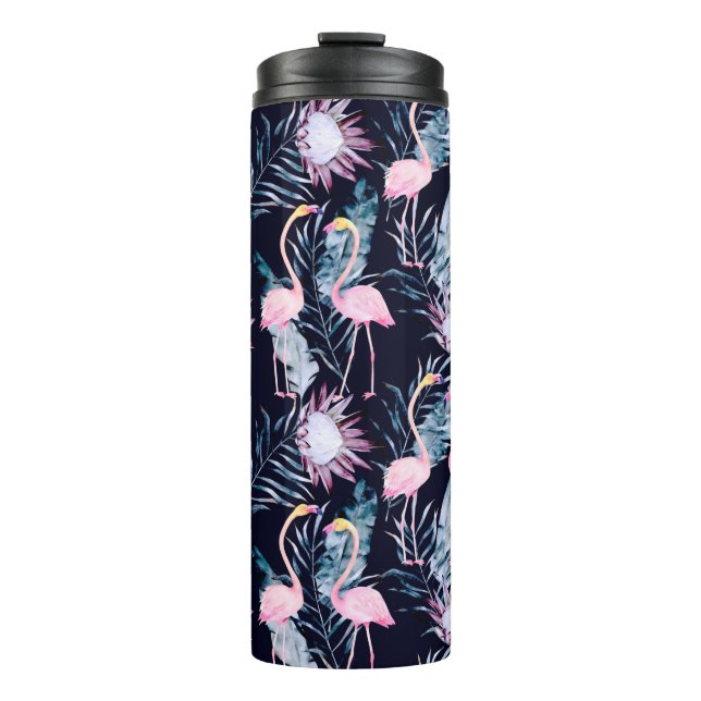 Termo Resumen del patrón tropical con flamingo, protea,  (Anverso)