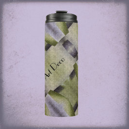 Termo Resumen del verde oliva y del Art Decó púrpura