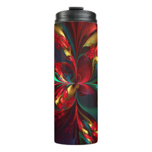 Termo Resumen floral moderno Patrón verde rojo del arte 