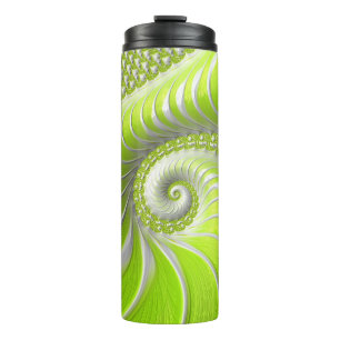 Termo Resumen fractal de espiral verde limón moderno