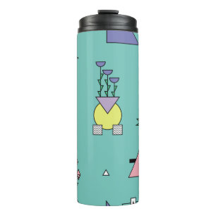 Termo Resumen geométrico, vases plantas memphis estilo.