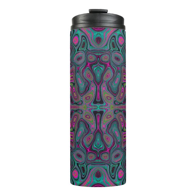 Termo Resumen Magenta y patrón Verde azulado de Groovy A (Anverso)