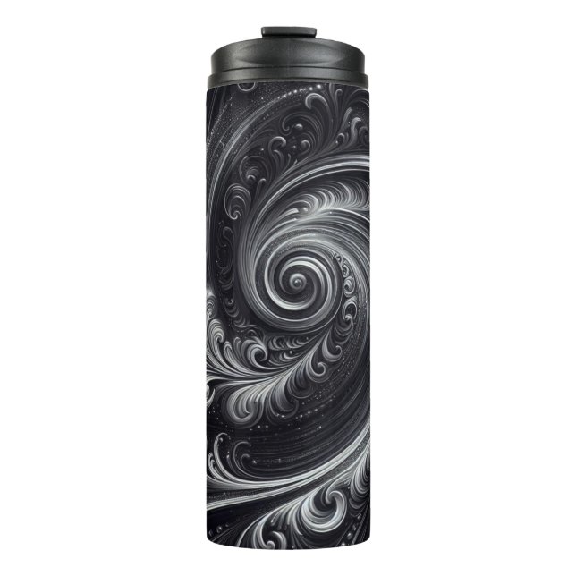 Termo Resumen moderno Sencillo giratorio negro y blanco (Anverso)