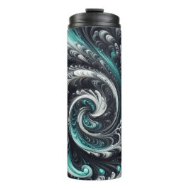 Termo Resumen Moderno Swirling Green, Silver y Black