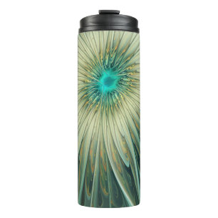 Termo Resumen Sage Green Fantasy Flower Fractal Art