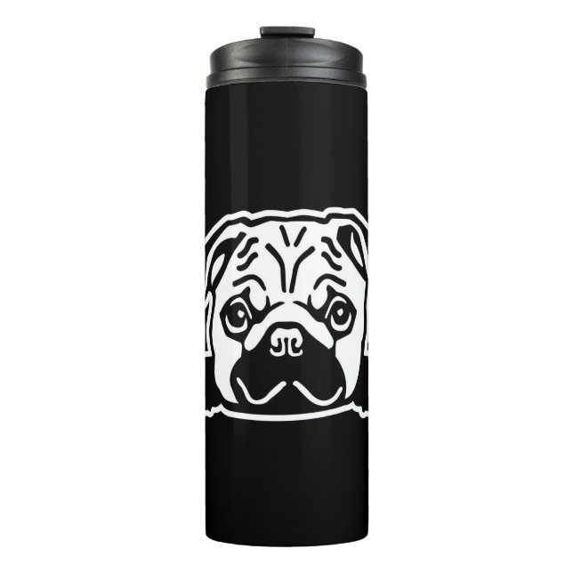 Termo Retrato de bosquejo de perro de pug (Anverso)