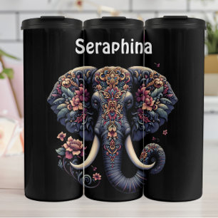 Termo Retrato de elefante floral: La belleza de Seraphin