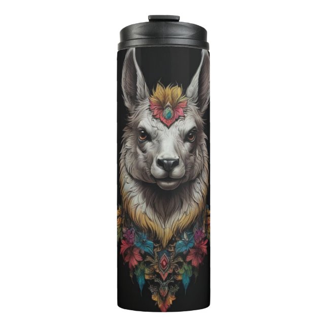 Termo Retrato De Llama Y Flor, (Anverso)