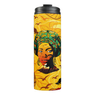 Termo Retrato de mujer africana con puesta de sol