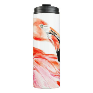 Termo Retrato de perfil de pájaro Flamingo rosa, belleza