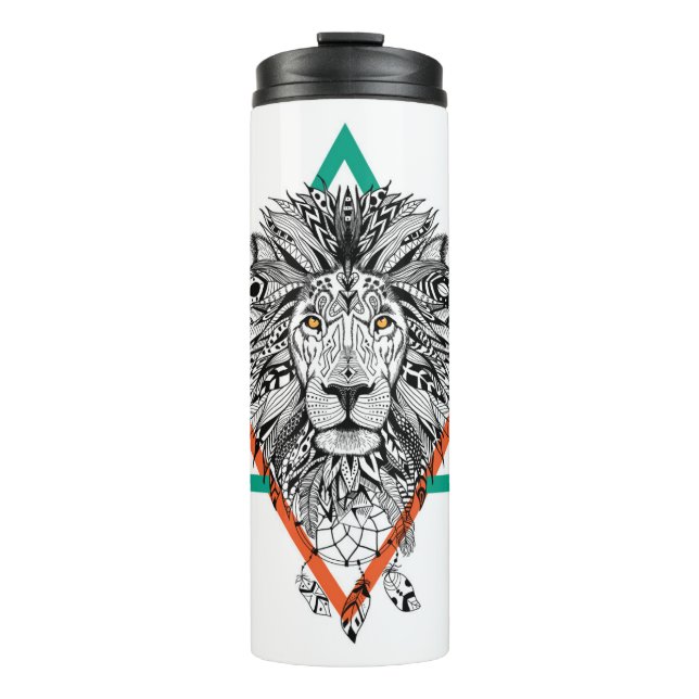 Termo Retrato geométrico azteca del león (Anverso)