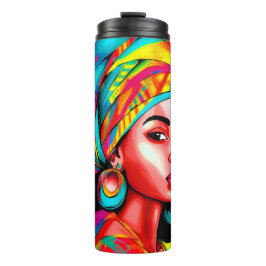 Termo Retrato vibrante con envoltura de cabeza colorida