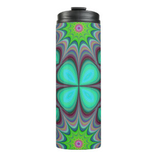 Termo Retro Boho Hippie Green Clover Psychedeld Mandala
