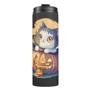 Termo Retro de Halloween de la Calabaza Gata de los años