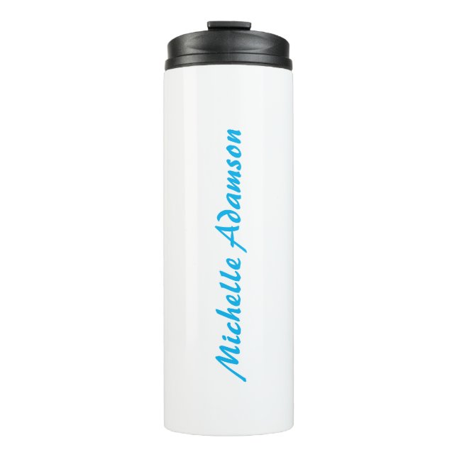 Termo Retro Elegante De Estilo Plain Sky Azul Blanco (Anverso)