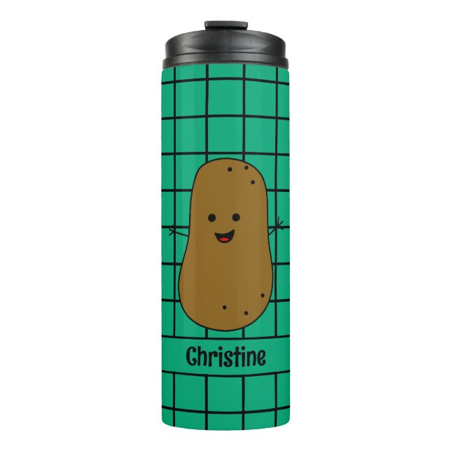 Termo Retro, papa marrón, Personalizado Verde azulado (Anverso)