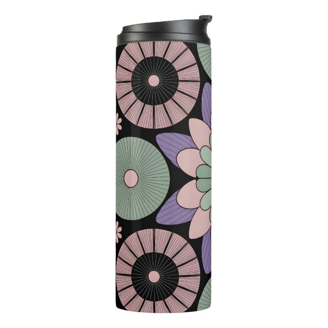Termo Retro Pastel Floral Mandala Symmetry (Rotado hacia la izquierda)