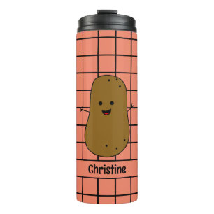 Termo Retro, Patata Marrón, Personalización Verde